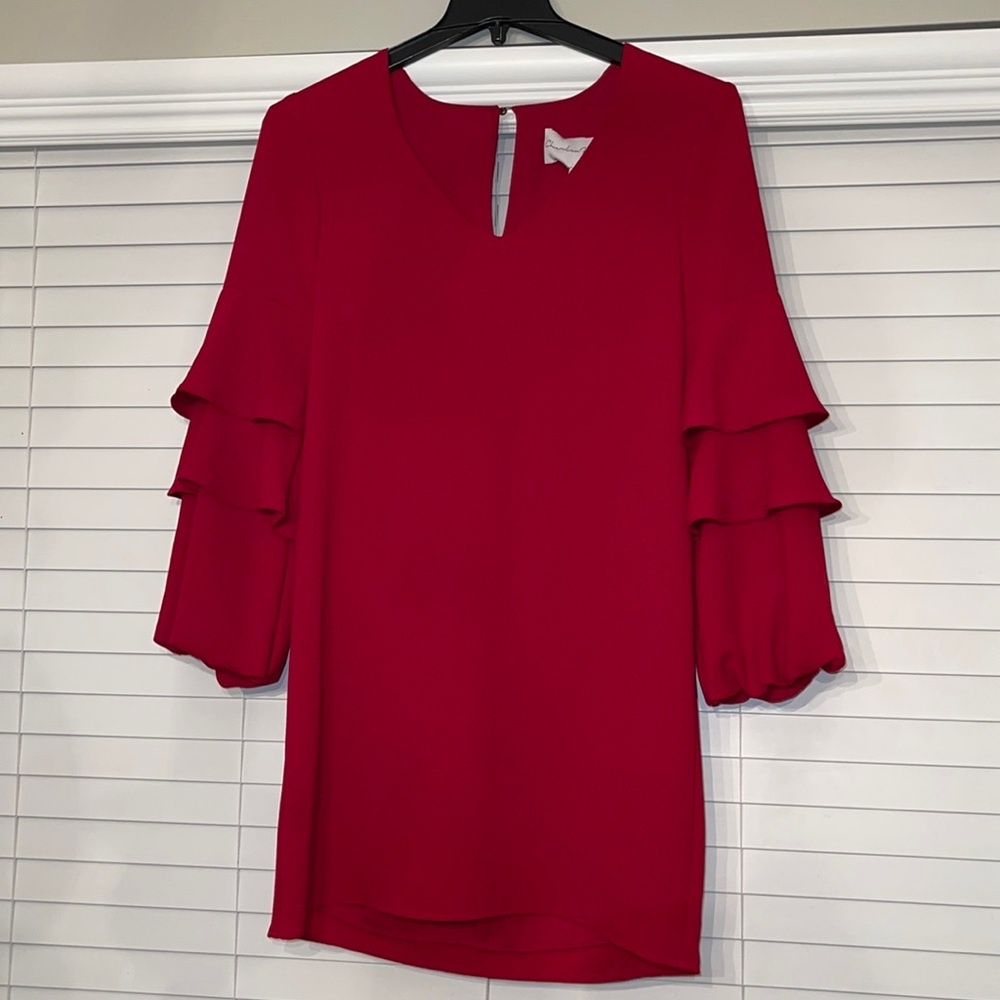 Dress with ruffle sleeves